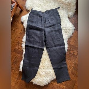 Like New Irish Linen Pants Black Linen Trousers High Rise Talbots